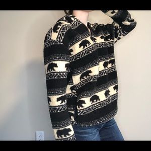 Black and cream bear hoodie sherpa